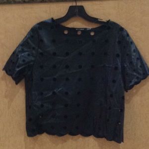 Pleather top with cut out holes